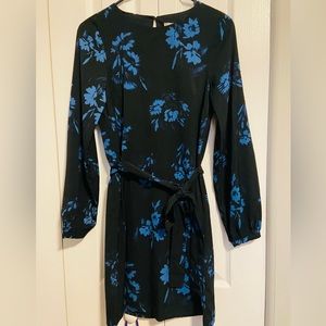 H&M Women Black dress with blue floral prints